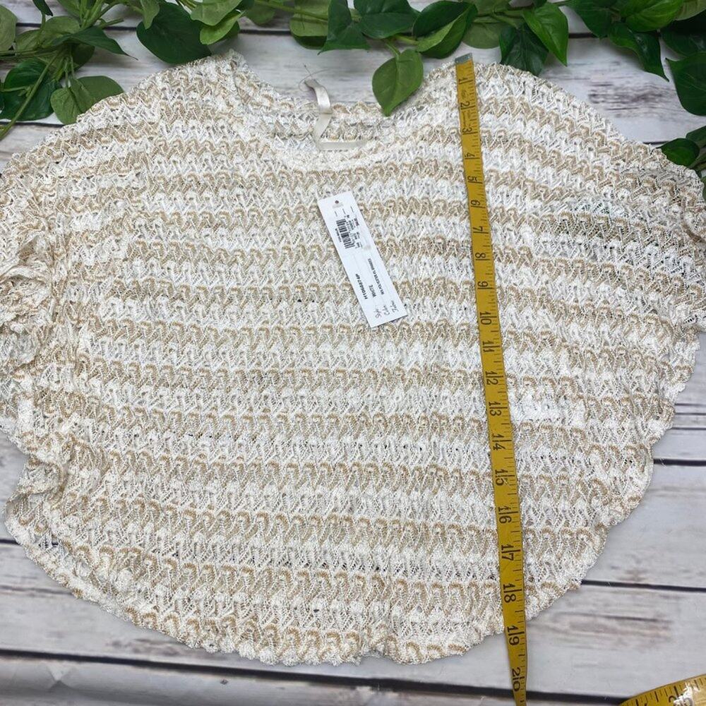 Von Maur Harmony Knit Petite Med Batwing Top New NWT Cream and Tan PM - Picture 9 of 11